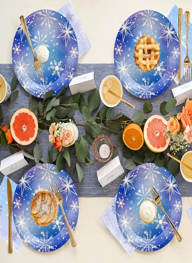 HSPAIDYP 80Pcs Snowflake Paper Plates Frozen Snowflake Party Supplies,7"Winter Snowflake Frozen Plates Disposable Chrisstma Plate for Winter Wonderland Xmas Frozen Snowflake Birthday Party Decor (blue) - Image 5