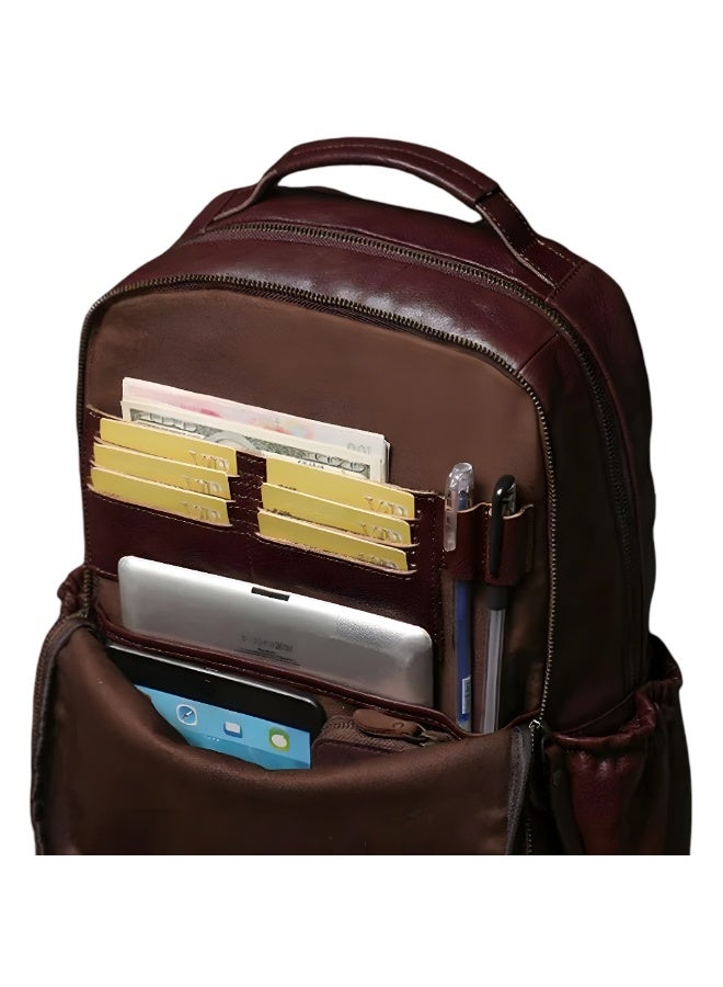 مونتيفيرو™ حقيبة ظهر فويجار الجلدية – جلد طبيعي فاخر، للجنسين، تناسب لابتوب حتى 16 بوصة، بني غامق - Image 4