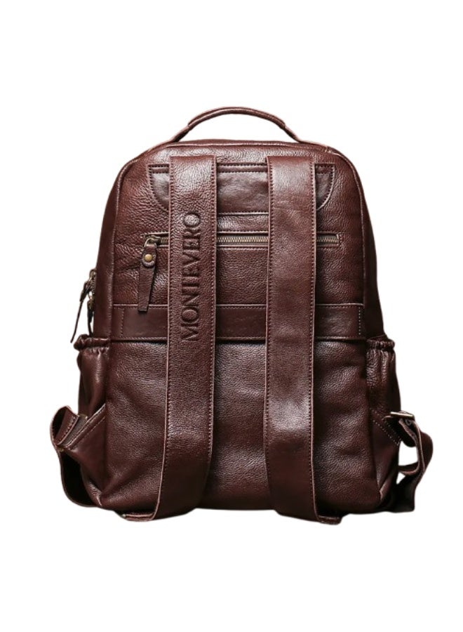 مونتيفيرو™ حقيبة ظهر فويجار الجلدية – جلد طبيعي فاخر، للجنسين، تناسب لابتوب حتى 16 بوصة، بني غامق - Image 2