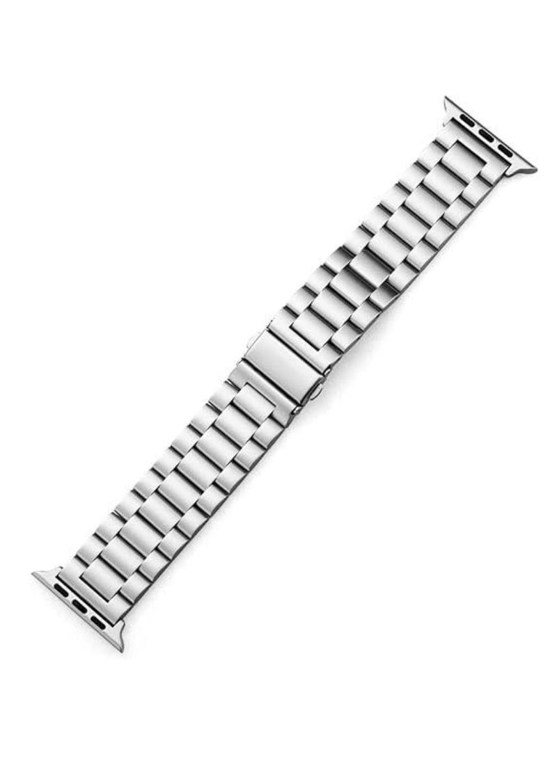 BORTONY Stainless Steel Watch Band Compatible with iWatch 42mm 44mm 45mm 49mm – Premium Metal Strap for Apple Watch Ultra, Series 8, 7, 6, 5, SE, SE2 – Elegant, Durable Replacement Band for Men and Women  Silver - Image 3