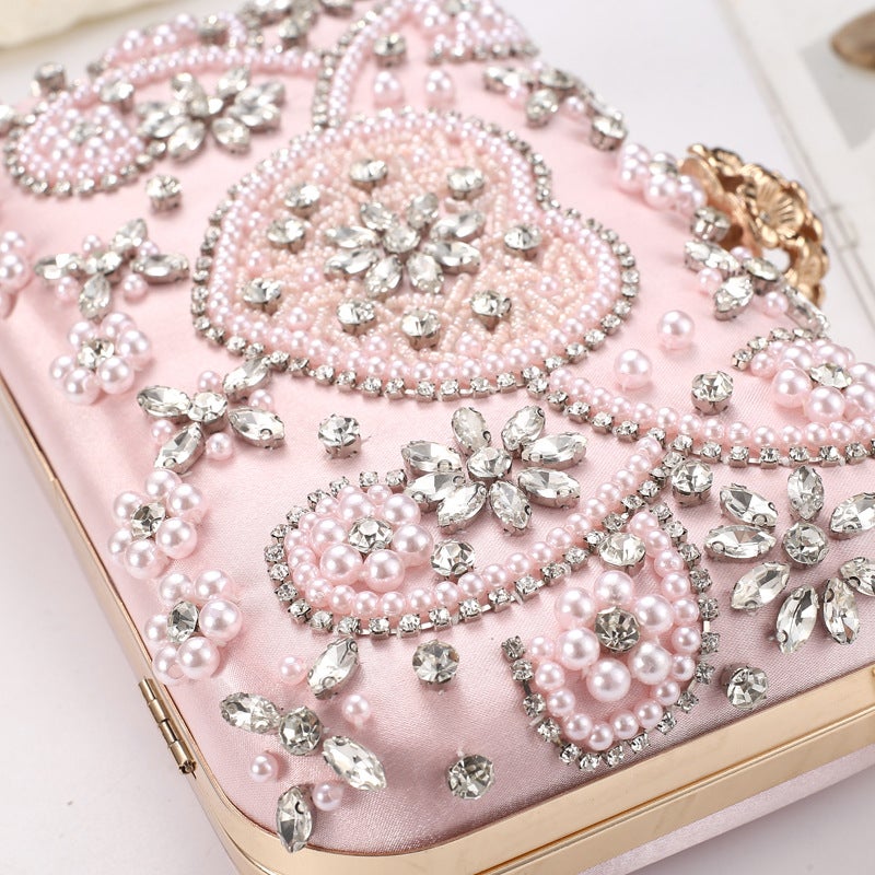 New Evening Bag Embroidered Diamond Clutch Bag Love Diamond Handbag Women'S Cheongsam Dress Small Square Bag Chain - Image 5