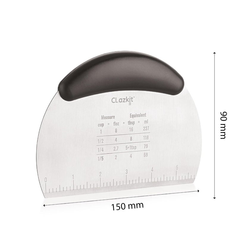 Clazkit كاشط من الفولاذ المقاوم للصدأ | قاطع عجين | أداة تزيين كعكة آيسنج فوندان مع مقبض TPR ومقياس - عبوة من 1 - Image 3