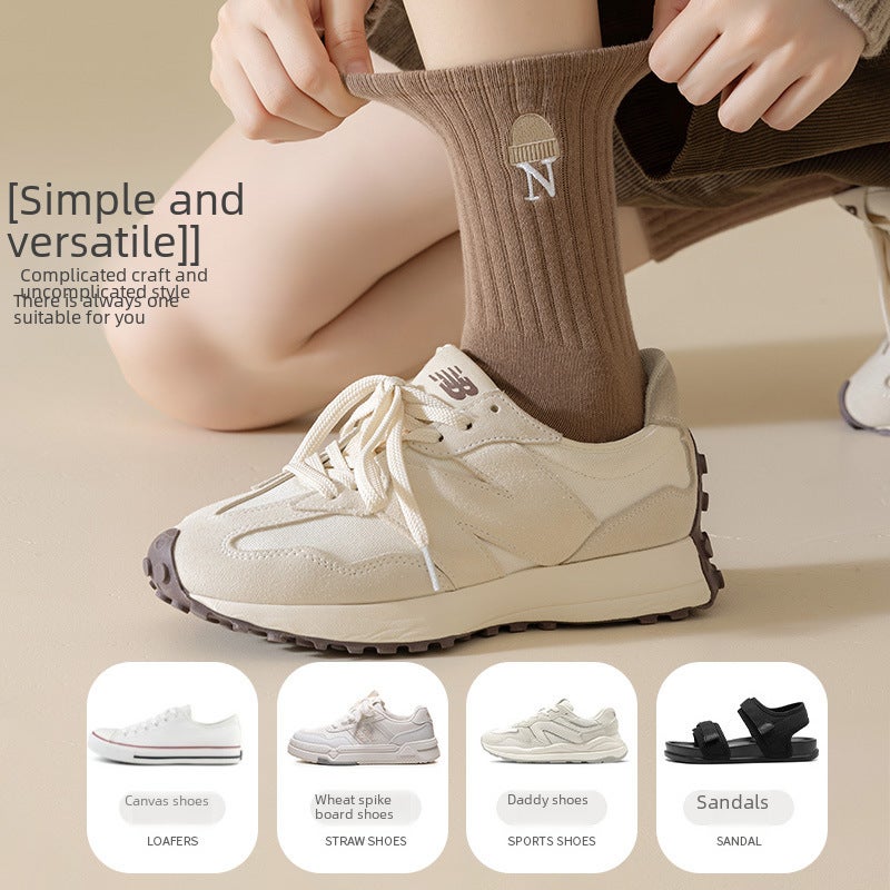 Korean Mid-Calf Cotton Socks Autumn Black - Image 4