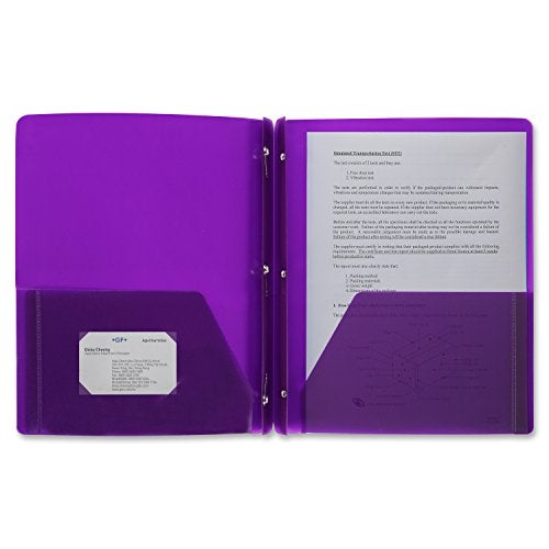 Business Source 3-Hole Punched Poly Portfolios, Purple (20885) - Image 1