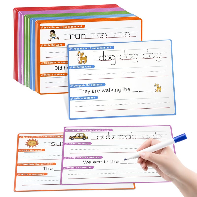 HenPisen CVC Word Games Sentence Building for Kids Handwriting Practice Phonics Flash Cards Sight Word Tracing for PreK Kindergarten Homeschool Learning Activities - Image 4