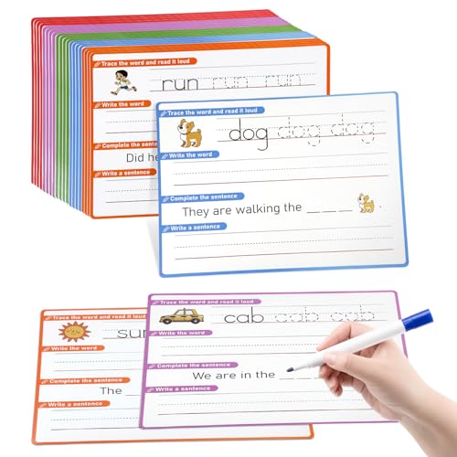 HenPisen CVC Word Games Sentence Building for Kids Handwriting Practice Phonics Flash Cards Sight Word Tracing for PreK Kindergarten Homeschool Learning Activities - Image 1