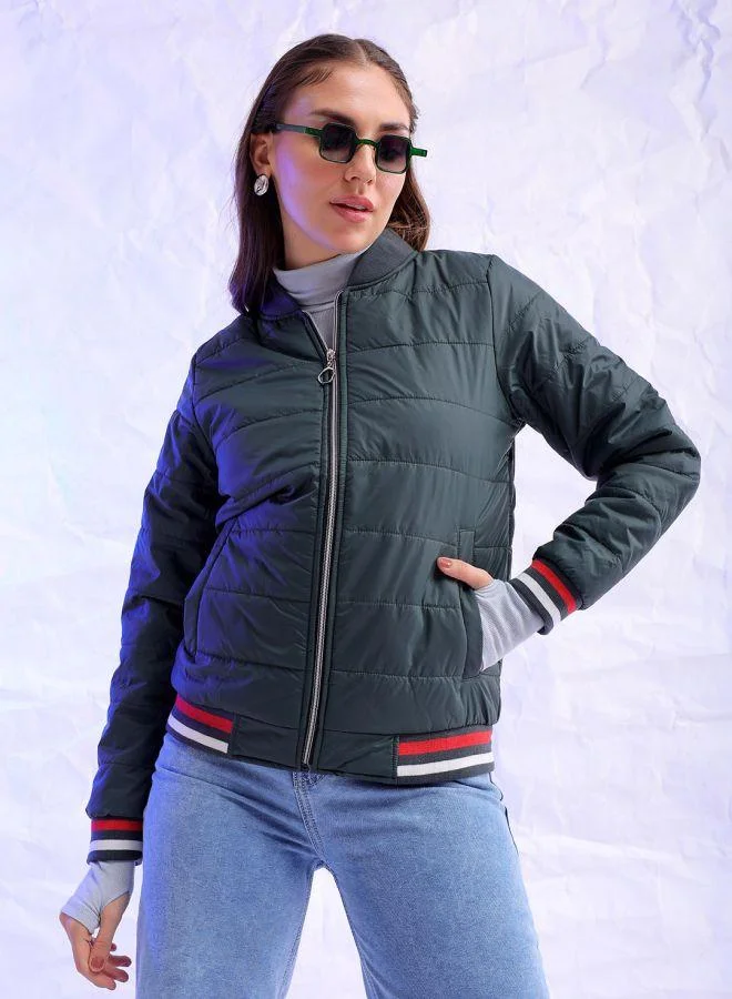 Women Regular Fit Solid Puffer Jacket