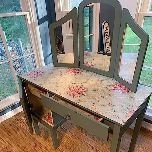 Teemall Vintage Blooming Flower Wallpaper Peel & Stick Backsplash Mural for Livingroom Bedroom Kitchen 17.7''x98'' - Image 3