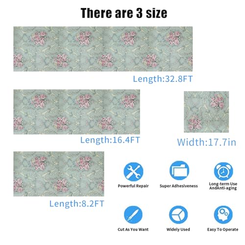 Teemall Vintage Blooming Flower Wallpaper Peel & Stick Backsplash Mural for Livingroom Bedroom Kitchen 17.7''x98'' - Image 2