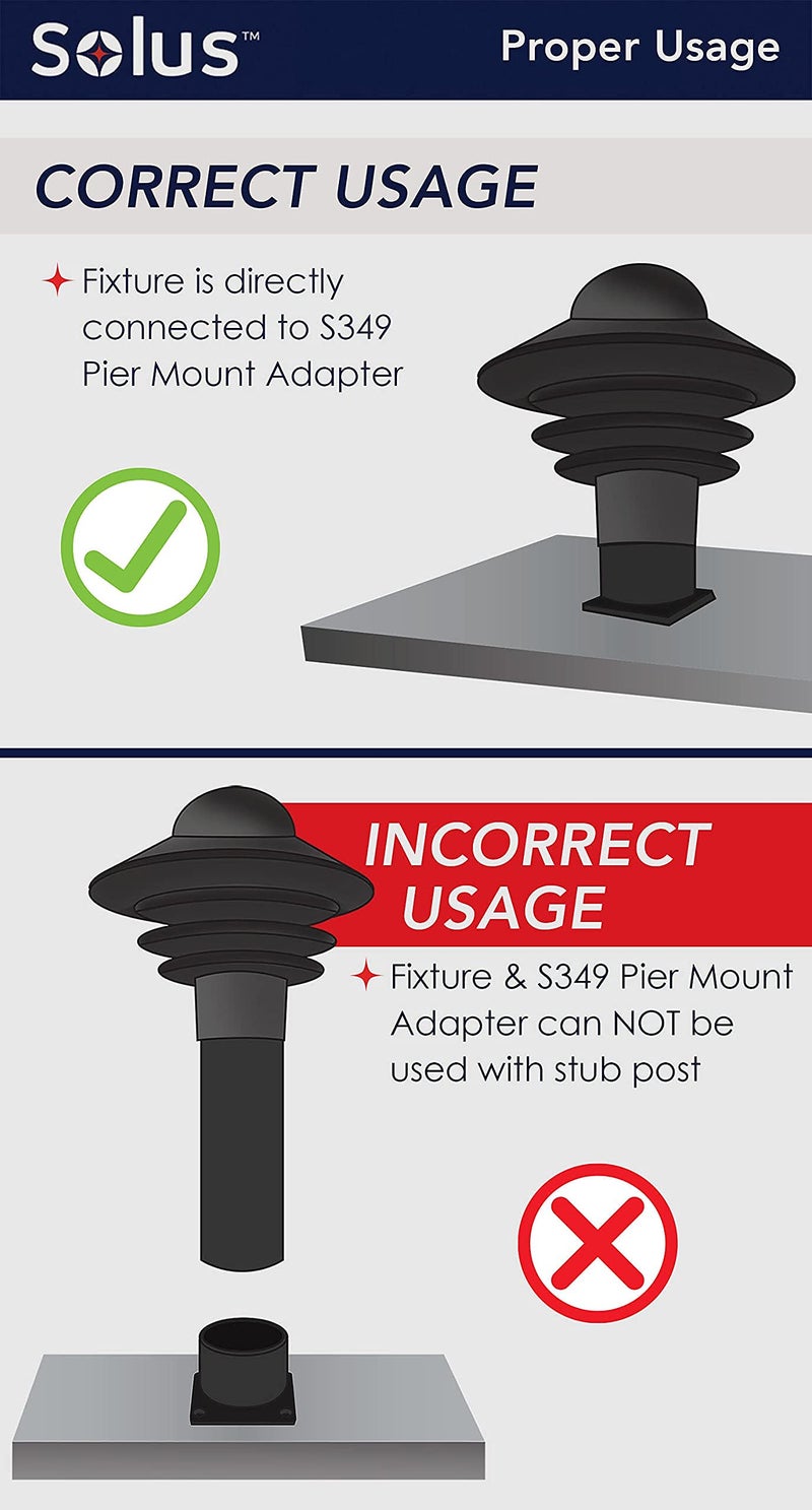 Solus S349-BK Black Pier Mount Adapter for 3" Post Lighting Fixtures - Image 4