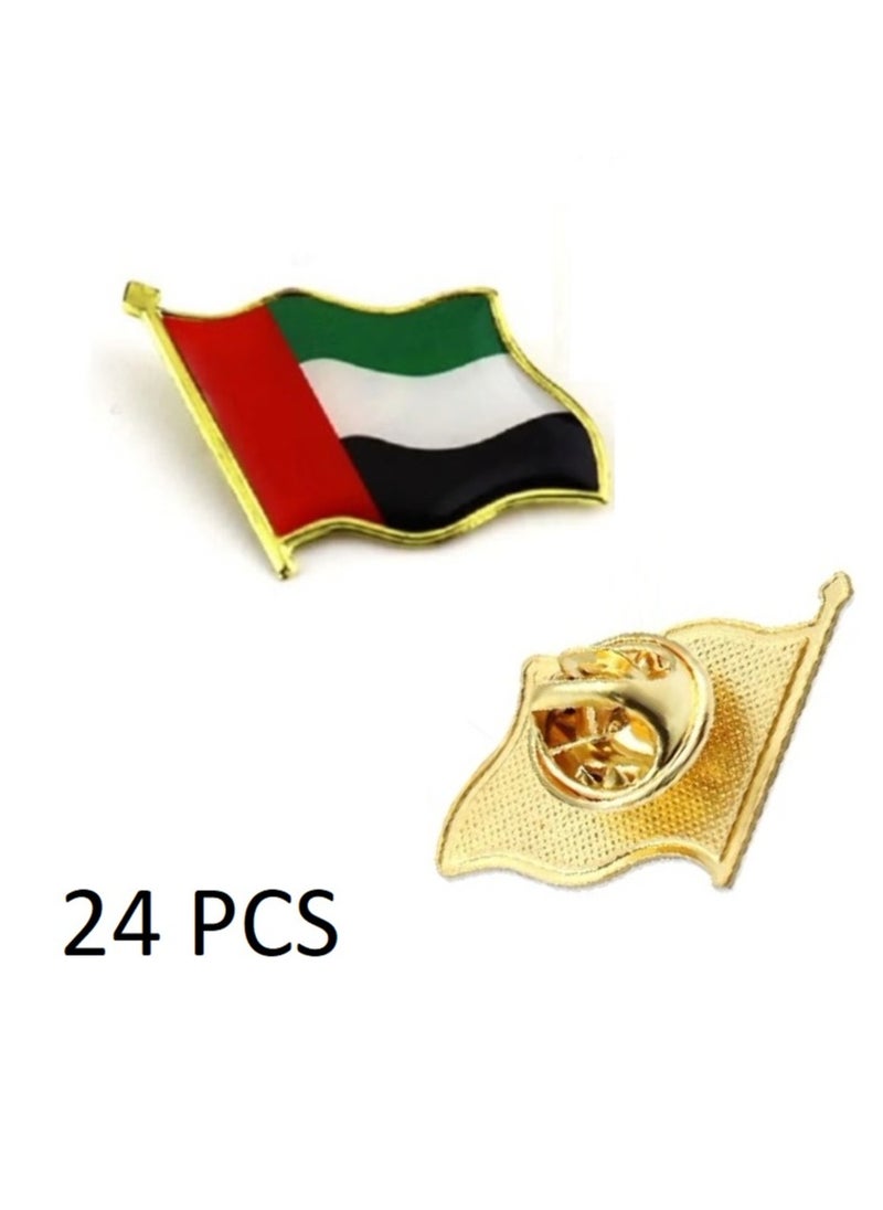 Boxwoods 24 PCS Of UAE Flag Shape Lapel Pin Badges For National Day Celebrations  - Image 1