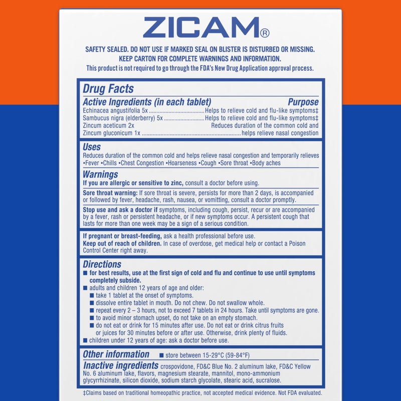 Zicam Cold & Flu-Like Symptoms with Echinacea and Sambucus, Homeopathic, Zinc, Cooling Peppermint Flavor, Helps with Cold Symptoms, 20 Tablets - Image 5