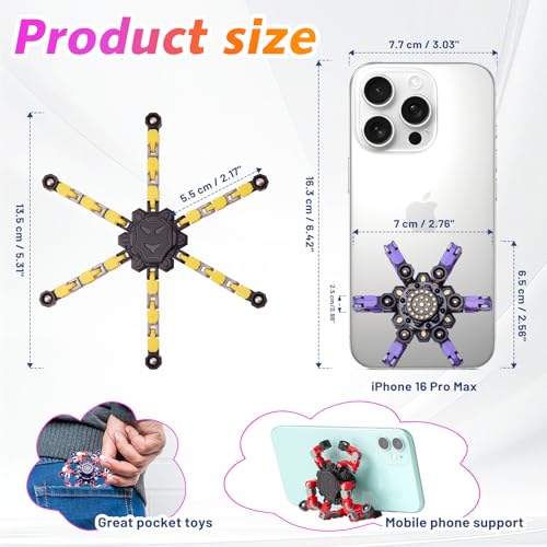 Gokeey Transformable Fidget Spinners Toys 4 Pcs for Kids and Adults Stress Relief Sensory Toys for Boys and Girls Fingertip Gyros for Party Favors Chrismas Stocking Stuffers Bulk for Teens - Image 5