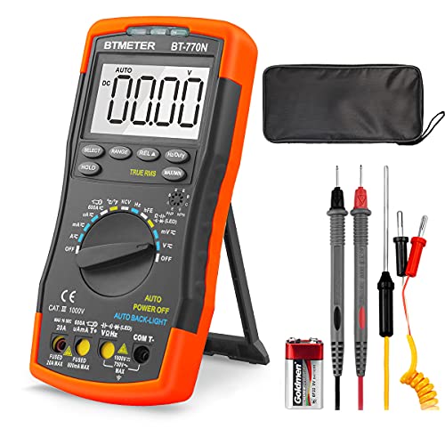 BTMETER BT-770N TRMS Auto Manual Ranging Multimeters, 6000 Counts Digital Multimeter AC DC Amp Ohm Volt Meter hFE LED Capacitor Tester to 99.99mF with Thermometer Backlit - Image 1