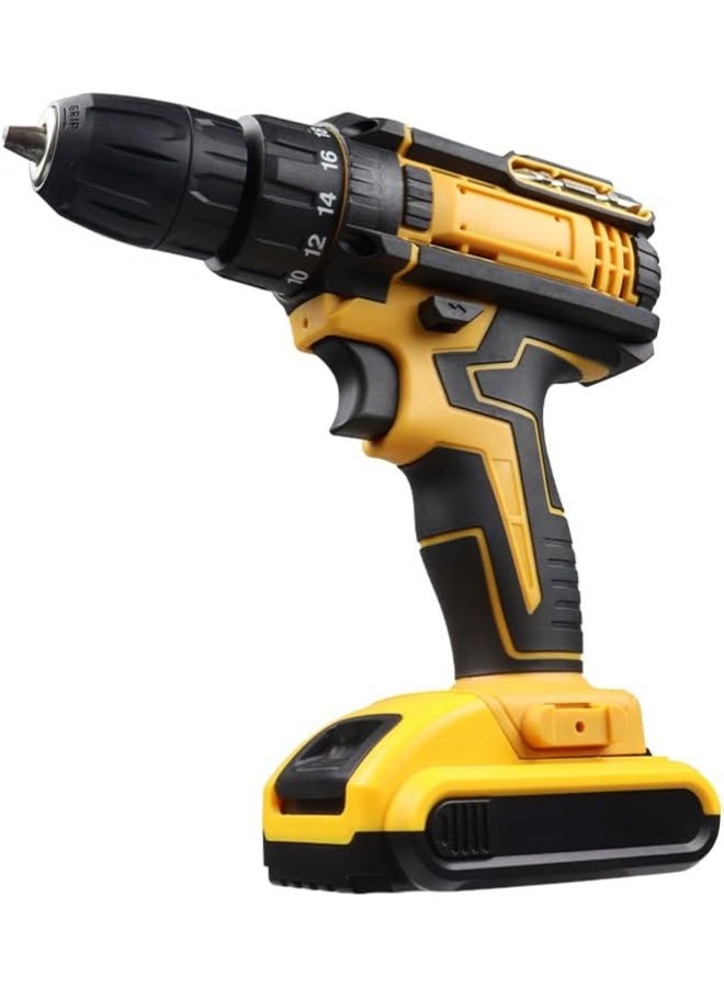 21V Cordless Electric Drill with Two Variable Speeds, Non-Slip Handle, Durable Design, 2 Batteries - Image 1