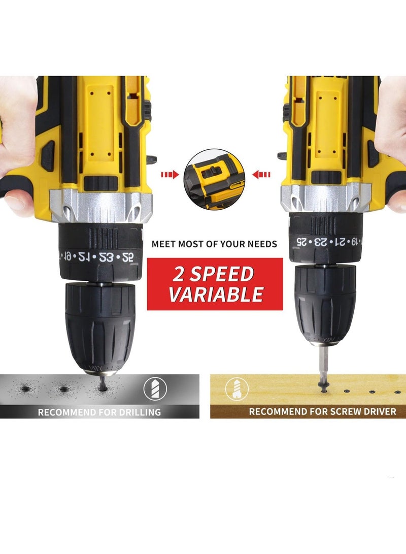 21V Cordless Electric Drill with Two Speeds, Durable Handle Design, Includes 2 Batteries - Image 3