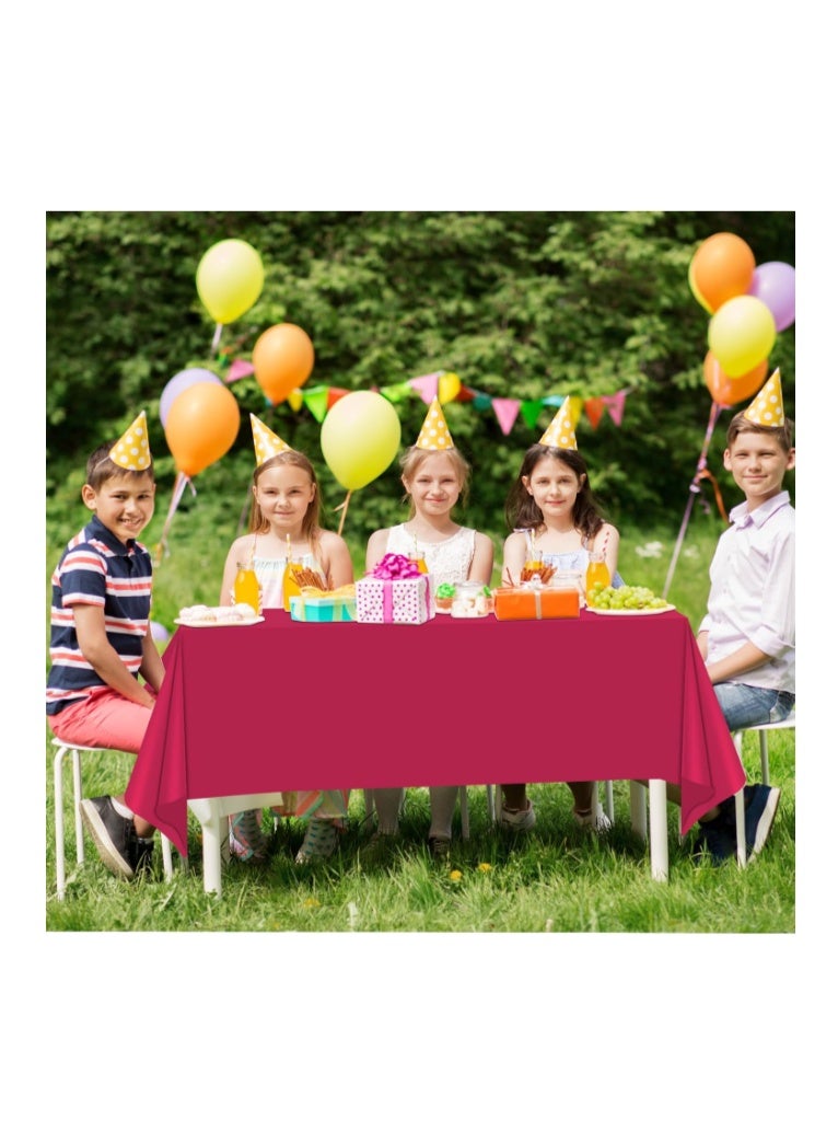 WNINK 2 Pack Burgundy Plastic Tablecloth Disposable Table Covers 54" x 108" Table Cloths for Bridal Shower Engagement Wedding Birthday Picnic Parties - Image 5