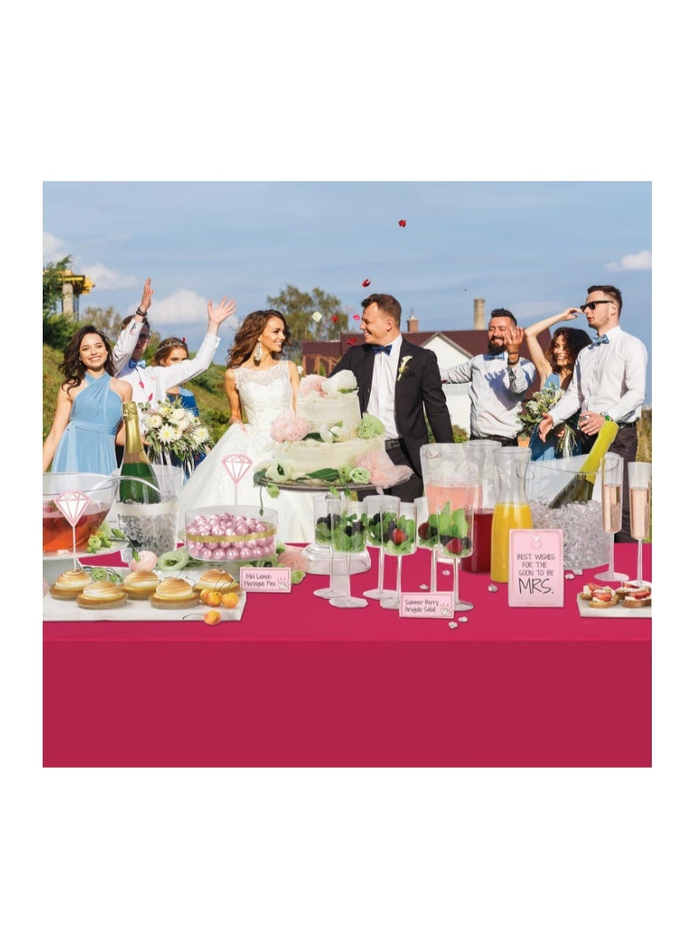 WNINK 2 Pack Burgundy Plastic Tablecloth Disposable Table Covers 54" x 108" Table Cloths for Bridal Shower Engagement Wedding Birthday Picnic Parties - Image 4