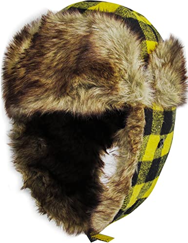 KBETHOS KBW-604 GLD-BLK Lumberjack Plaid Aviator Trapper Hat Trooper Ear Flaps Ushanka Eskimo Cold - Image 1