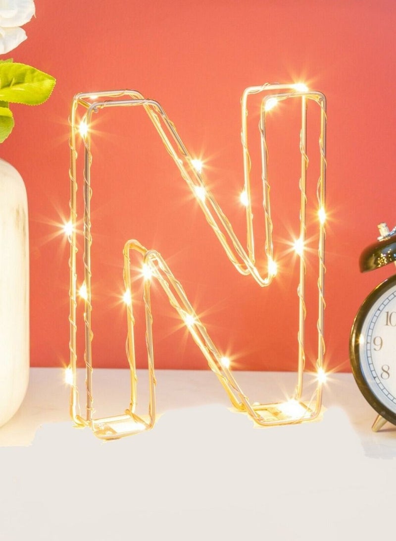 Salla Golden Letter N Glowing with LED Lights 25cm - Image 2