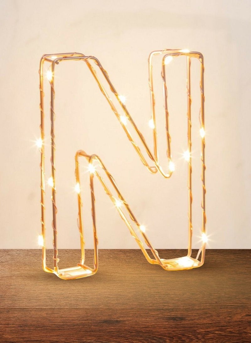 Salla Golden Letter N Glowing with LED Lights 25cm - Image 1