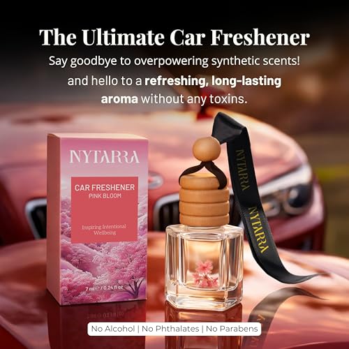Nytarra Luxury Car Perfume Pink Bloom, No Alcohol & Long Lasting Air Freshener, Car Fragrance Diffuser, Premium Car Scent Hanging Pod - Image 5