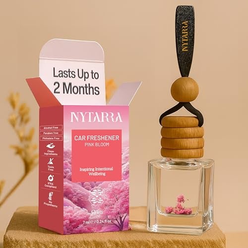 Nytarra Luxury Car Perfume Pink Bloom, No Alcohol & Long Lasting Air Freshener, Car Fragrance Diffuser, Premium Car Scent Hanging Pod - Image 1