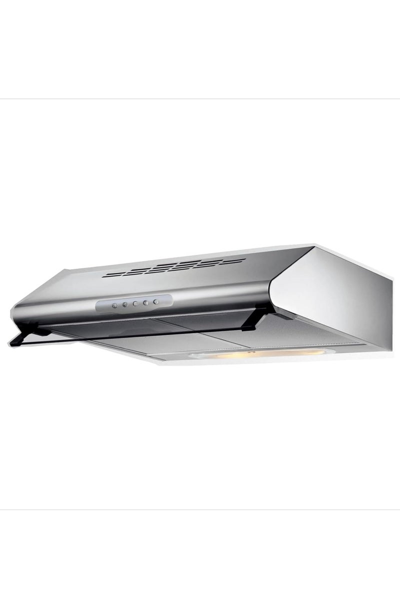 ELBA - 60cm Wall-Mounted Kitchen Hood - 330m³/h Airflow - 3 Speeds - LED Lighting - Mechanical Push Button Control - Aluminum + Carbon Filters - Stainless Steel - Italian Technology