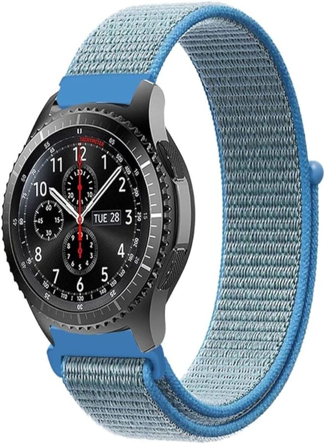 Bikson Comfort Canvas Woven Nylon Sport Watchwrist Band and for Samsung Galaxy Watch 46mm / Gear S3 Frontier/Huawei Watch GT2 / Magic Honor 2 / Fossil / 22mm Watches - Sea Light Blue