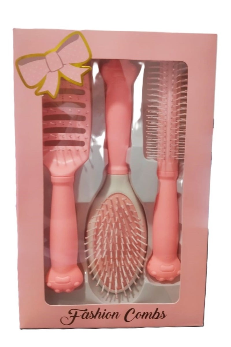 LINAROSE  3-Style Hair Brushes  Set Pink