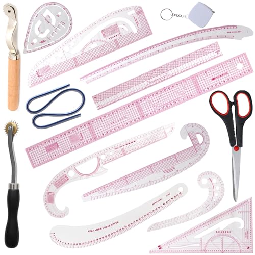 HLZC French Curve Ruler for Pattern Making, 15 Pieces Clear Sewing Ruler Set for Beginners Tailors Designers - Image 1