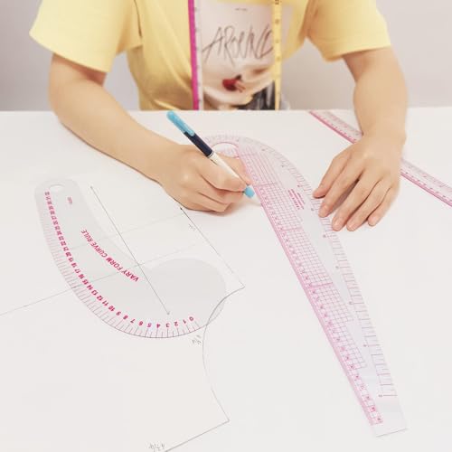 HLZC French Curve Ruler for Pattern Making, 15 Pieces Clear Sewing Ruler Set for Beginners Tailors Designers - Image 4