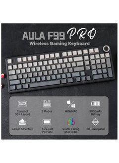 أولا كيبورد ألعاب ميكانيكال اولا 96% برو بتصميم لاسلكي ببلوتوث 5.0 وUSB-C و2.4 جيجارهرتز وحشية قابلة للتبديل السريع مع بطارية 8000 ميلي امبير في الساعة ومقبض وإضاءة RGB لويندوز وماك من ميتشلاندز، أسود F99 نيمبوس سويتش الإصدار 3  - Image 2