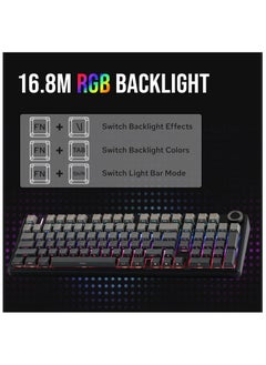 أولا كيبورد ألعاب ميكانيكال اولا 96% برو بتصميم لاسلكي ببلوتوث 5.0 وUSB-C و2.4 جيجارهرتز وحشية قابلة للتبديل السريع مع بطارية 8000 ميلي امبير في الساعة ومقبض وإضاءة RGB لويندوز وماك من ميتشلاندز، أسود F99 نيمبوس سويتش الإصدار 3  - Image 5