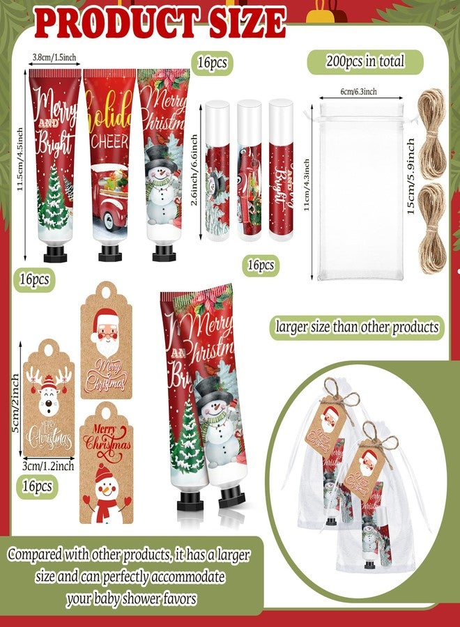 Dimsile 50 Sets 200 Pcs Christmas Hand Lotion and Lip Balm Sets Christmas Stocking Stuffers Holiday Treat Gifts Goodie Xmas Party Supplies for Women Men Lip Care with Organza Bags Tags (Vintage Style) - Image 5