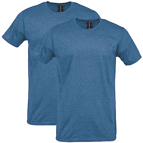 Gildan Softstyle Cotton T-Shirt, Style G64000, Multipack, Heather Indigo (2-Pack), Large - Image 1