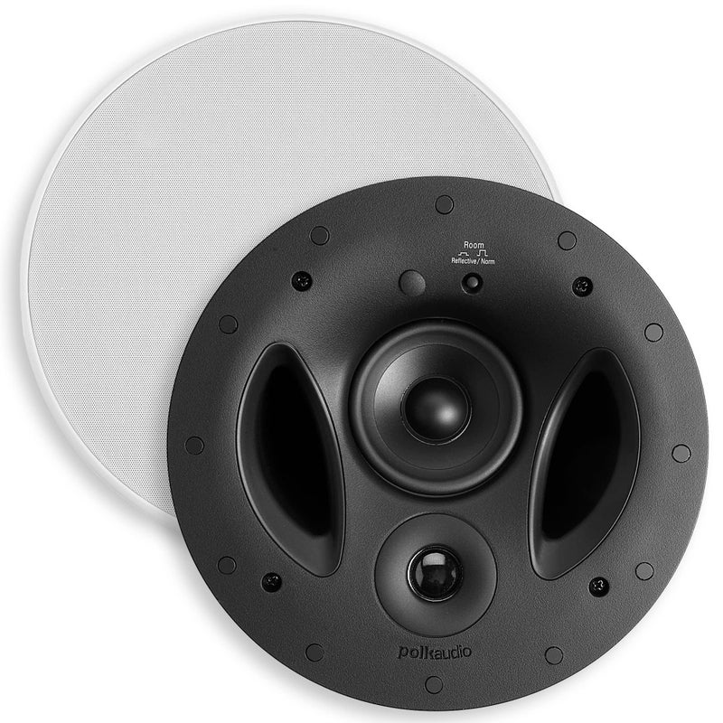 Polk Audio 90RT 3Way inCeiling Speaker The Vanishing Series Perfect for Mains Rear or Side Surrounds Paintable WaferThin Sheer Grille Dual BandPass Bass Ports for Low Frequencies