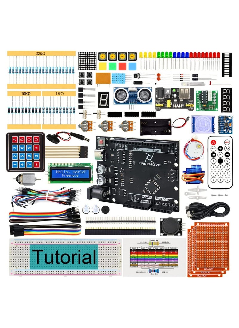 FREENOVE Ultimate Starter Kit with Board V4 (Compatible with Arduino IDE), 274-Page Detailed Tutorial, 217 Items, 51 Projects  - Image 1