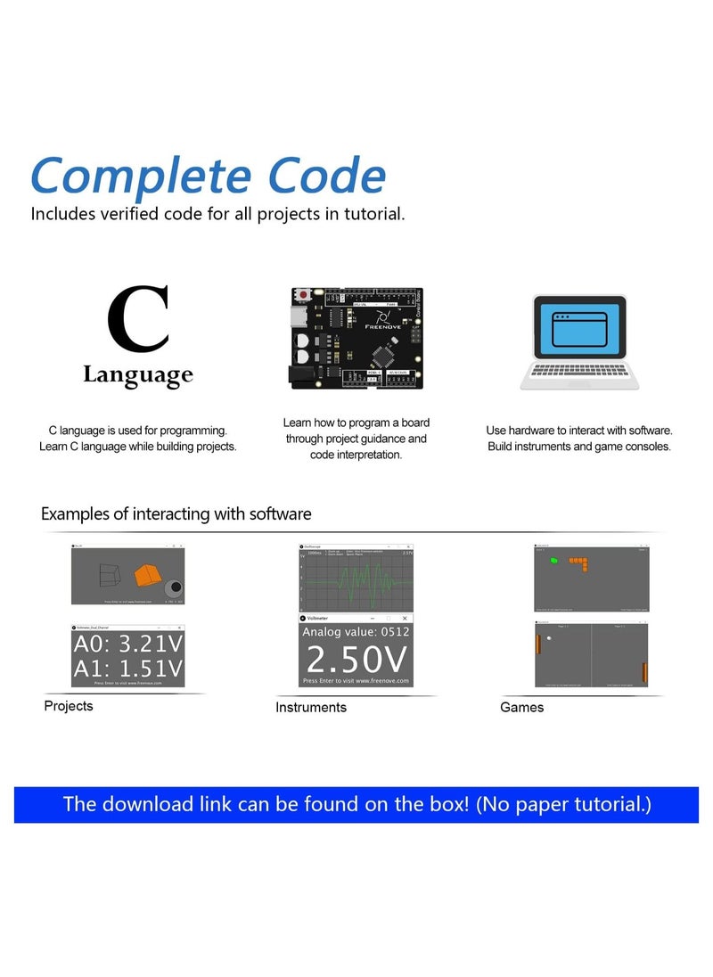 FREENOVE Ultimate Starter Kit with Board V4 (Compatible with Arduino IDE), 274-Page Detailed Tutorial, 217 Items, 51 Projects  - Image 5