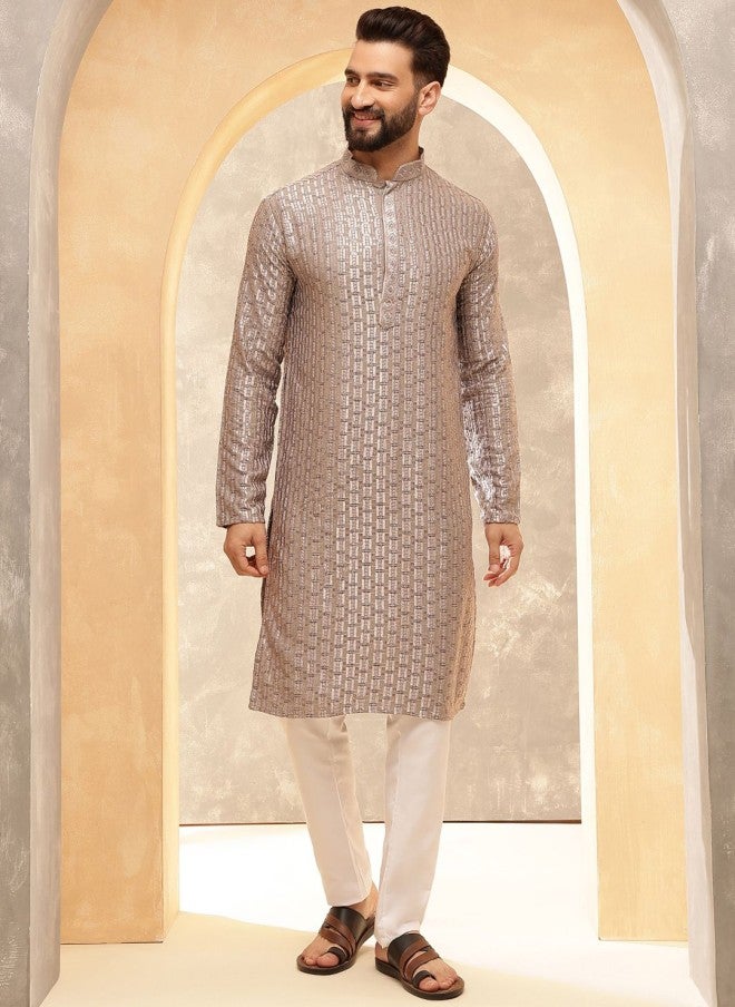 Sojanya Ethnic Motifs Sequinned Kurta With Pyjamas For Men - Image 1