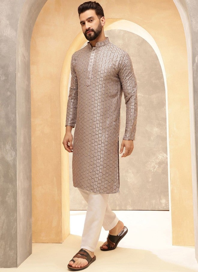 Sojanya Ethnic Motifs Sequinned Kurta With Pyjamas For Men - Image 4