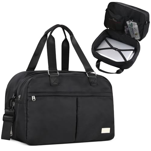Outplea 2335L Expandable Travel Duffel Bag for Men Waterproof Carry on Bag with Wet Pocket for Airplane Black - Image 1