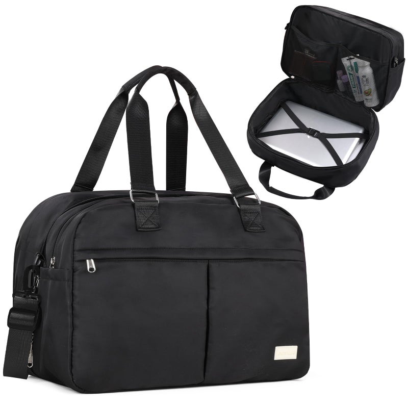 Outplea 2335L Expandable Travel Duffel Bag for Men Waterproof Carry on Bag with Wet Pocket for Airplane Black - Image 2