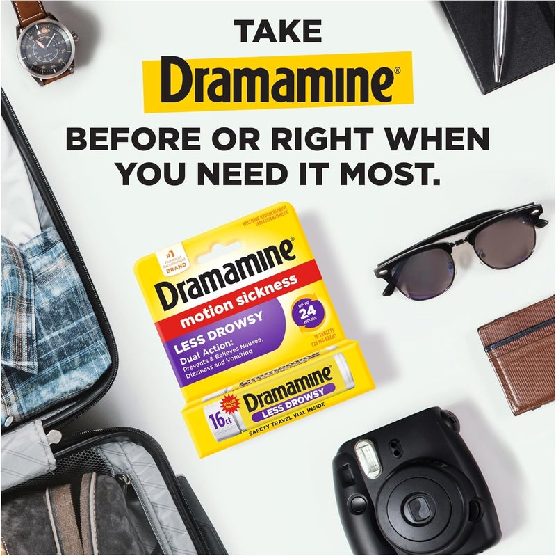 Dramamine Motion Sickness Less Drowsy, for Nausea Relief During Travel, 16 Count - Image 4