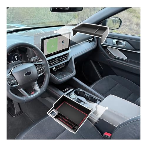 SXCY 2PCS for 2025 2026 Ford Explorer Screen Back Tray + Center Console Organizer (Red Mat) for Ford Explorer 2025 2026 Accessories - Image 2