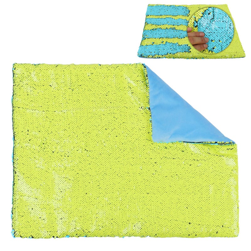 Hugsmiling Weighted Lap Pad for Kids â€“ 5lbs Sensory Lap pad with Easy to Maneuver Sequins â€“ Ideal for Kids Sensory Play (Yellow and Blue) - Image 1