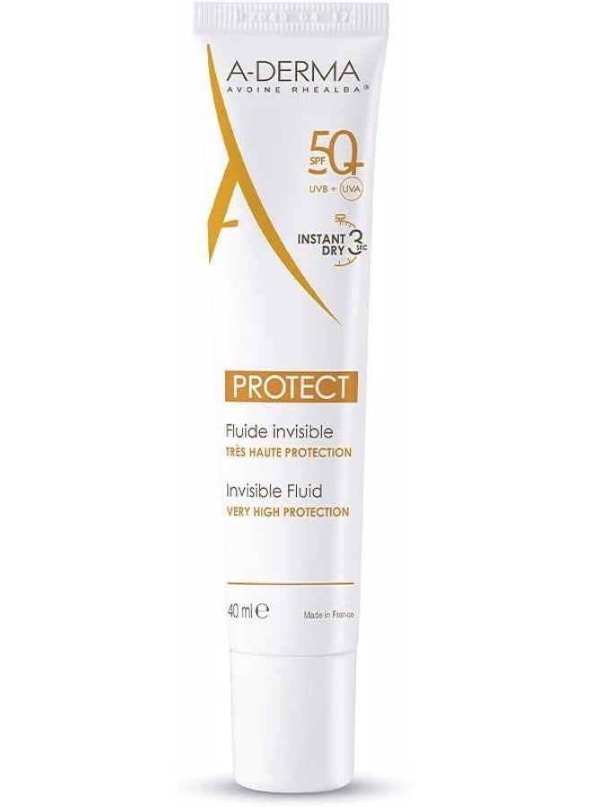 سائل الحماية العالية جدًا من إيه-ديرما بعامل حماية من الشمس 50+ (للبشرة العادية إلى المختلطة الحساسة) 40 مل