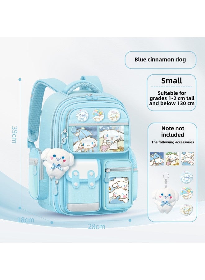Children's Schoolbag Girls Primary School Students Three To Six Kulomi Girls Reduce The Burden Of Ridge Protection First And Second Grade Jade Gui Dog-Color:Small Blue (Yugui Dog) Grade 1-2-Dimensions:School Bag + Card  - Image 1