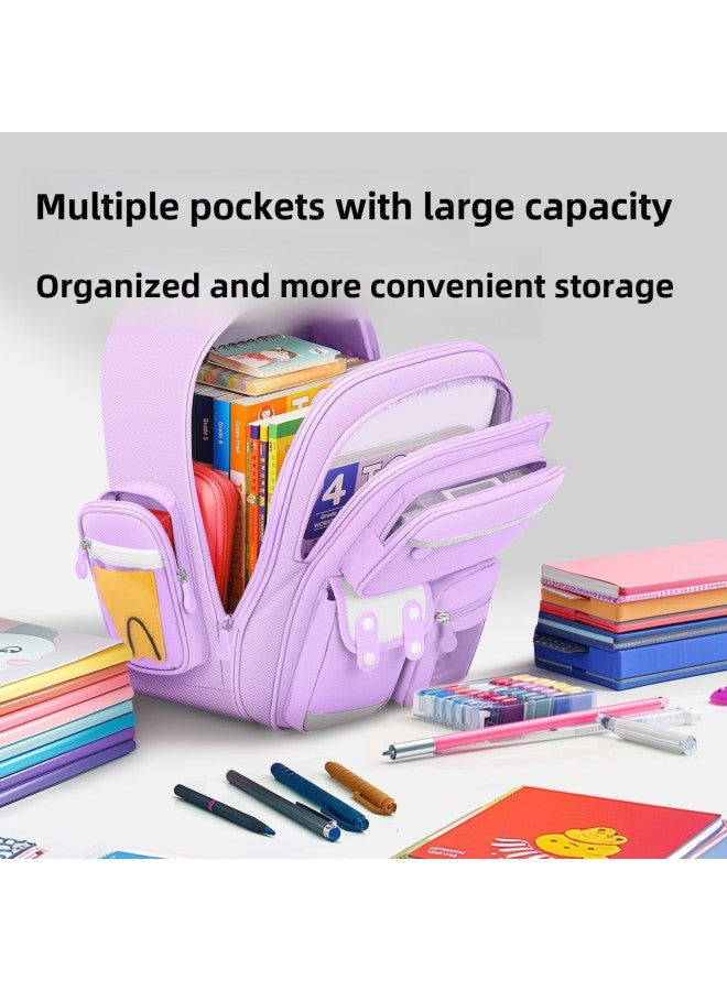 Children's Schoolbag Girls Primary School Students Three To Six Kulomi Girls Reduce The Burden Of Ridge Protection First And Second Grade Jade Gui Dog-Color:Small Blue (Yugui Dog) Grade 1-2-Dimensions:School Bag + Card  - Image 4