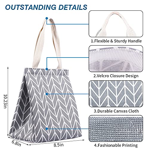iknoe Insulated Lunch Bag for Women & Adults, 9L Foldable Wide-Open Cooler Bag with Pockets, Leakproof & Portable, for Picnic, Office, Beach(Gray diamond) - Image 4